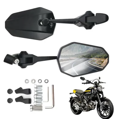 Image de 2 rétroviseurs de guidon homologués E, rétroviseurs de moto, rétroviseurs de guidon pivotants à 360° pour scooters et quads (gauche et droite)