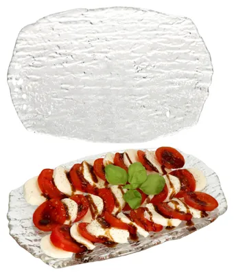 Produktbild von 2er Set St Tropez Servierplatte Glas rechteckig 25,5x17cm Struktur Kuchen-Teller