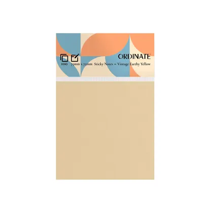 Produktbild von Ordinate-Vintage Earthy Yellow | Sticky Notes | Vintage Palette | 100 Blatt pro Blatt, 75 mm x 75 mm, Haftnotizen in Retrofarben für Notizen