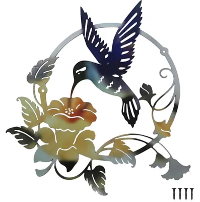 Immagine prodotto di Decorazione da parete in ferro nero con colibrì e fiori