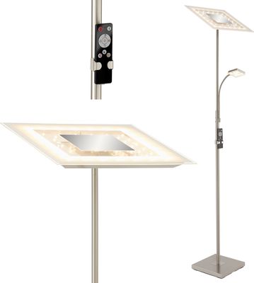 BRILONER AGILED LED Stehlampe, Fernbedienung, Dimmbar, Schwenkbar, CCT Farbtemperatursteuerung, matt-nickel, 28 x 28 x 180 cm