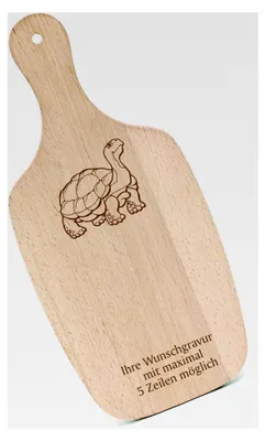 Produktbild von Schneidebrett Frühstücksbrettchen mit Gravur - Schildkröte - mit Griff 330x150 Holzbrett Küche