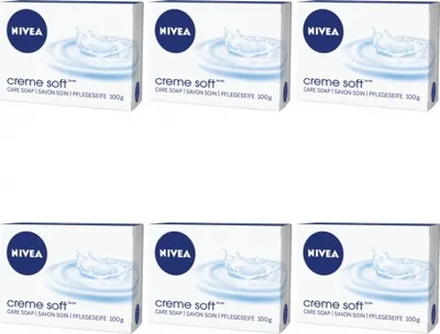 Produktbild von NIVEA Creme Soft Pflegeseife (6 x 100g), pflegende und feuchtigkeitsspendende Handseife mit Mandel-Öl, feste Seife für eine schonende Reinigung und sanfte Pflege