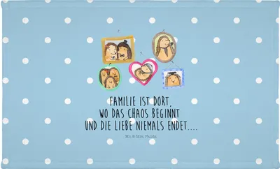 Produktbild von Mr. & Mrs. Panda Handtuch Igel Familie - Blau Pastell - Geschenk, Mama, Muttertag, Bilder, Flauschtuch, frottierhandtuch, 50x100, Frotteehandtuch, Papa, gesichtshandtuch