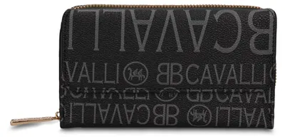 Obrázok produktu pre B Cavalli Dámska peňaženka na zips, čierna, vzor Monogram, 16x9 cm