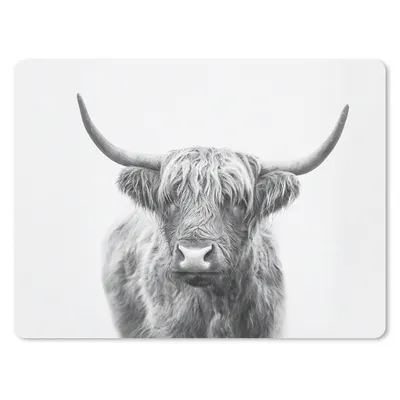 Produktbild von MuchoWow® Mauspad Mousepad Schottischer Highlander - Tiere - Hörner - Schwarz und weiß 40x30 cm - Mousepads - Maus Mat - Pad - Mausunterlage - Anti Rutsch