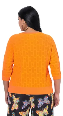 Image de Pull pour femmes Ulla Popken, couleur mandarine, taille 54+