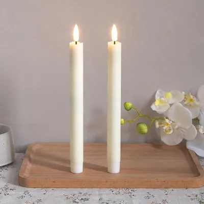 Obrázek produktu pro 2 LED svíčky, teplá bílá barva, 25 cm, bez plamene, elektrické, napájené bateriemi, vhodné pro vánoční dekorace, svatby, oslavy, slonovinová bílá