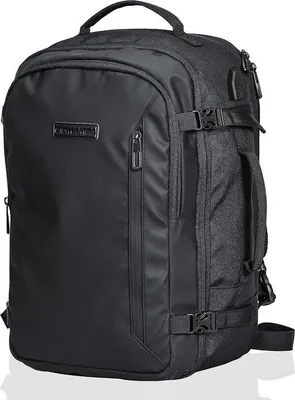 Obrázek produktu pro Uniqoos® Batoh do letadla, rozměry 40 x 20 x 25 cm, objem 20 litrů – voděodolný polyester 600D, černý, s přihrádkou na notebook a tablet, kovové zipy a spony UTX