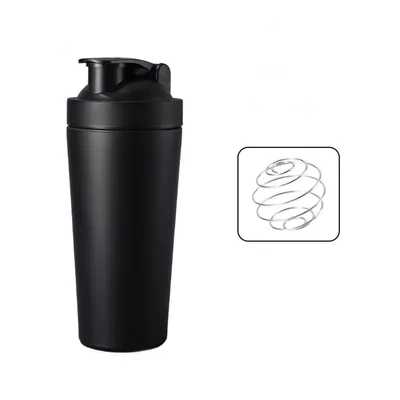 Produktbild von Trinkflasche Edelstahl mit Mix kugel Proteinshaker 500ml für Freizeit Sport Fitness Schwarz