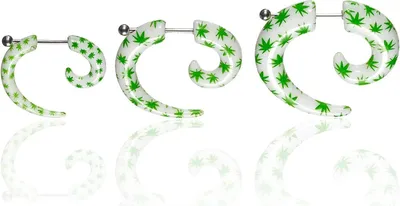 Produktbild von Karisma Fake Acryl Spirale Marijuana Hanftblatt Cannabis Piercing - 6.0 Millimeter