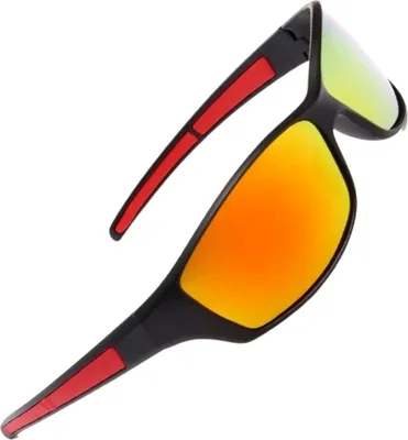 Produktbild von Herren-Universalbrille - Polarisierte Sportbrille - Schutz - Verspiegelte rote Gläser - Outdoor-Accessoire - Dynamisches Design -