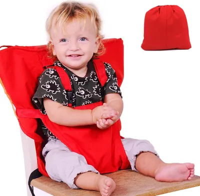 Image de Ceinture de sécurité pour bébé, housse de siège de chaise haute pour enfant réglable, sécurité, housse de siège de sac lavable, rouge