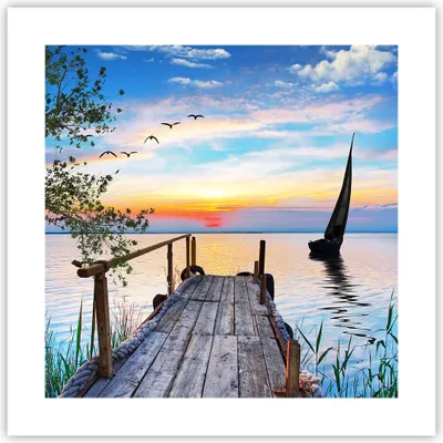 Produktbild von Poster - Poster ohne Rahmen - Brücke See - 40x40 cm - Wand Bild - Wanddeko - Wandbilder - Kunstposter - Wandposter - Bilder - Kunstdruck - Wanddekoration - Wandbild - P2XAC40x40-4115