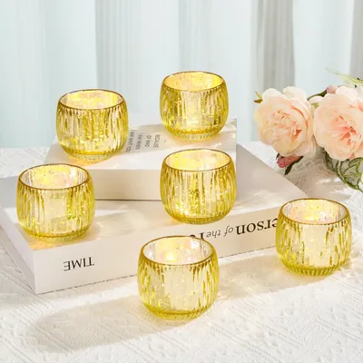 Image de Ensemble de 12 élégants supports en verre pour bougies chauffe-plat