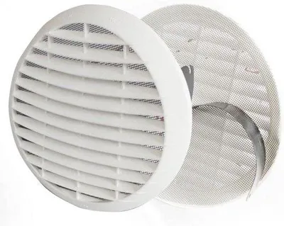 Produktbild von Famanu Rundes Ventilationsgitter Weiß 100-80 mm mit Ventilationsfedern