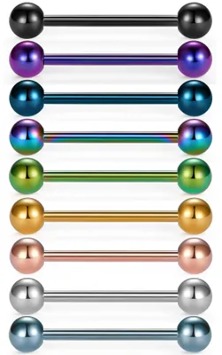 Productafbeelding van Dailygoody - Tongpiercing van Chirurgisch Staal - Veilig en Duurzaam - Staaflengte 12/14/16/18 mm - Geschikt voor Diverse Piercings - Inclusief 30 Dag...