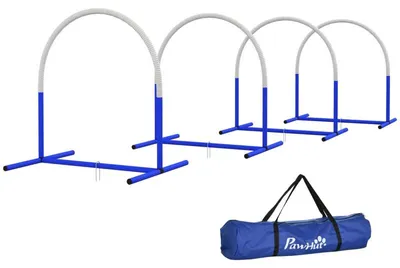 Produktbild von Agility-Set für Hunde - Hundetrainingsset | Farbe: Blau/Weiß | Abmessungen: 64x88x95 cm