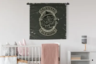 Produktbild von MuchoWow® Wandteppich Wandbehang Sheriff - Skelett - Waffe - Retro 90x90 cm Tapisserie Dekoration Wandtuch - Wandaufhänger