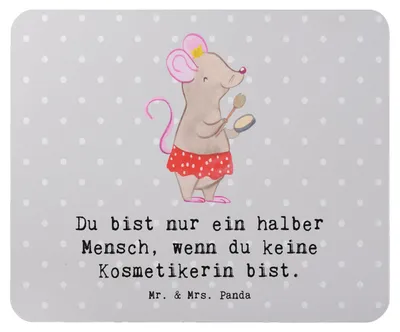 Produktbild von Mr. & Mrs. Panda Mouse Pad Kosmetikerin Herz - Grau Pastell - Geschenk, pc mauspad, Ausbildung, Lustig, Spruch, mousematte, Mousepad, notebook, Kosmetikstudio