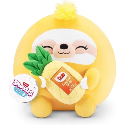 Image de Zuru Snackles Paresseux Jaune Dole Ananas Snackle Peluche avec nourriture 20cm grand
