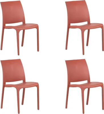 Produktbild von Stapelbarer Stuhl aus Kunstharz, hergestellt in Italien, Design für drinnen und draußen, SOFIA Red, 4-tlg