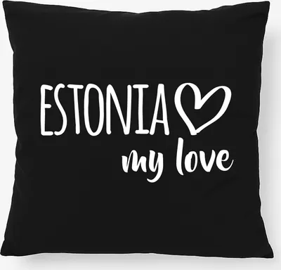 Produktbild von Huuraa Kissen Estonia my love 40x40cm mit Füllung Black Baumwolle Dekokissen Geschenkidee