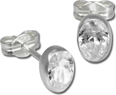 Produktbild von SilberDream Ohrstecker Damen 925 Silber weiß oval Zirkonia Ohrringe SDO552W