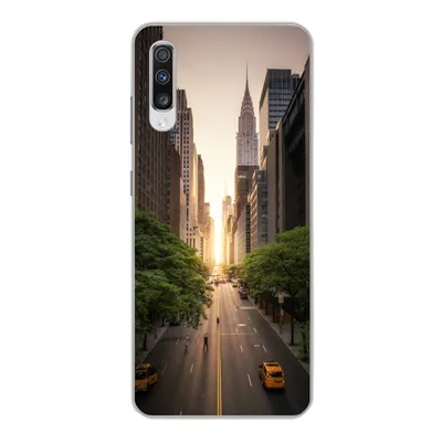 Produktbild von MuchoWow® Handyhülle Schutzhülle Hülle für Samsung Galaxy A70 New Yorker Straße am Morgen Silikon Softcase Handy Hülle - Schutzhaube