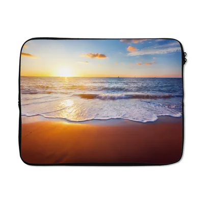 Produktbild von MuchoWow® Laptop Hülle 17 Zoll Laptoptasche Strand - Meer - Sonne - Horizont - Zipper - Schutzabdeckung