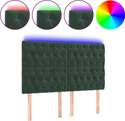 Produktbild von vidaXL LED Kopfteil Dunkelgrün 160x7x118/128 cm Samt
