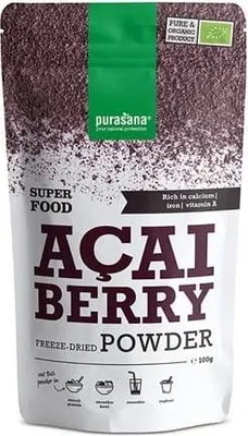 JAGODY ACAI LIOFILIZOWANE SPROSZKOWANE BEZGLUTENOWE BIO 100 g - PURASANA
