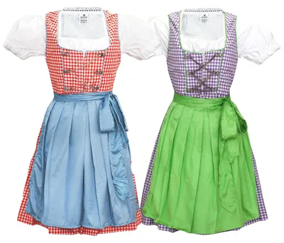 Produktbild von 3-teiliges Midi-Dirndl-Set Dirndel Dirndlbluse Dirndlschürze, Größe:44, Farbe:Lila