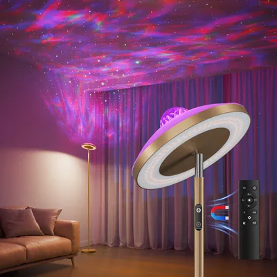 Obrázok produktu pre Inteligentná LED stojacia lampa s diaľkovým ovládaním – stmívateľná lampa s projektorom nočnej oblohy