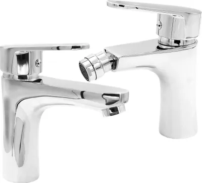 Zdjęcie produktu dla Granitan – bateria umywalkowa – bateria łazienkowa – chrom – z baterią do bidetu – bateria umywalkowa – COBI