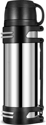 Produktbild von 1,5 l isolierte Edelstahl-Thermosflasche, großes Fassungsvermögen, Heißgetränkeflasche + Kaffeetassendeckel mit Griff, Reiseflasche, Wasserflasche, Lebensmittel- und Suppenflasche