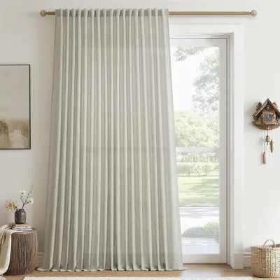 Obrázek produktu pro Záclona s vzhledem lnu, poloprůhledná, výška 240 cm, šířka 200 cm