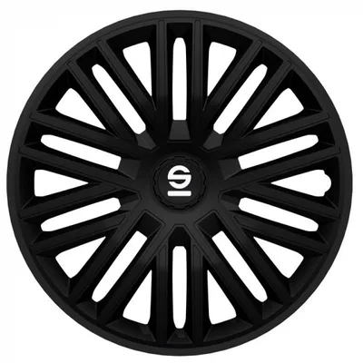 A black Sparco wheel cover with a central Sparco logo.