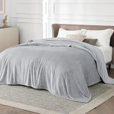 Immagine prodotto di Coperta in pile, 220 x 240 cm, grigia, calda e morbida