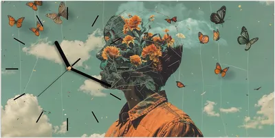 Produktbild von Wanduhr aus Glas mit Motiv Natur Vision- 60 x 30 cm - inkl. Aufhängesystem
