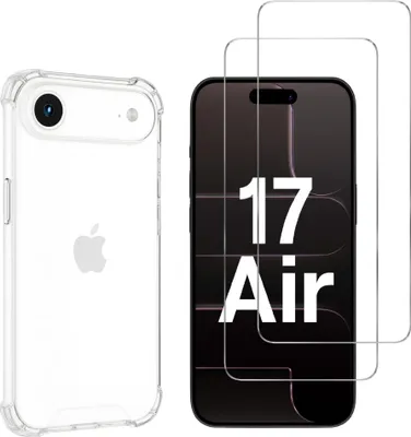 Produktbild von Stoßfeste Hülle für iPhone 17 AIR und 2 Displayschutzfolien aus gehärtetem Glas Phonillico®