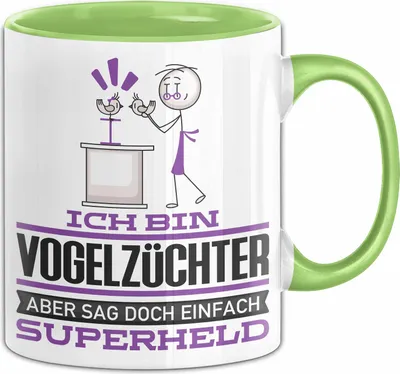 Produktbild von Vogelzüchter Geschenk Tasse Ich Bin Vogelzüchter Aber Sag Doch Einfach Superheld Lustige Geschenkdiee für Vogelzüchter Kaffee-Becher (Grün)