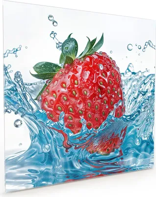 Produktbild von Küchenrückwand Spritzschutz Glas mit Motiv Erdbeere Splash 40 x 40 cm