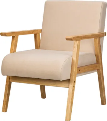 Produktbild von Polstersessel aus Massivholz und Stoff Beige