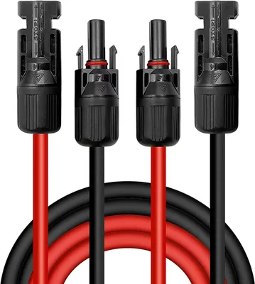 Produktbild von Verlängerungskabel 6mm² Solarkabel inkl Solarstecker 2x1m, Solar Kabel Verlängerung beidseitig rot/schwarz IP67 für PV Solaranlage Photovoltaik Kabel