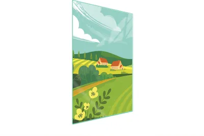 Produktbild von Herdabdeckplatte 35x52 Glaskeramikkochfeld Abdeckung Spritzschutz Glasplatte Deko Schneidebrett Landschaft Dorf