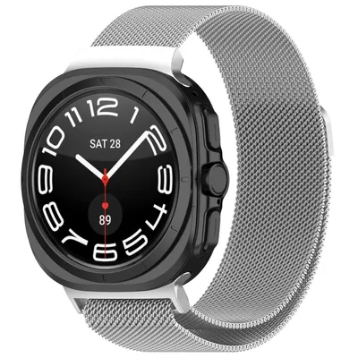 Image de Pour Samsung Galaxy Watch Ultra 47mm Milan métal acier maille bracelet de remplacement avec fermeture magnétique d'argent