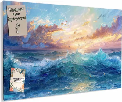Produktbild von Magnettafel 90x60cm magnetisch & beschreibbar Metall-Board - Wellen und Himmel