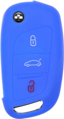 Produktbild von Auto Schlüssel Hülle Silikon Schutz Cover Blau kompatibel mit Citroen Berlingo C4 DS3 DS4 DS5 DS6 3 Tasten Klappschlüssel