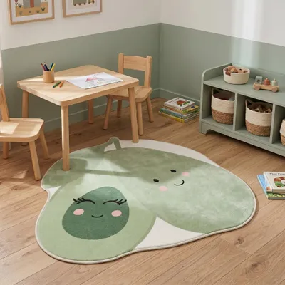 Produktbild von Volero - Waschbarer Kinderteppich - Berry Avocado Grün - Ø 120 cm - Kinderzimmer, Babyzimmer
